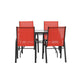 Red |#| Commercial 5 Pc Outdoor Patio Dining Set with Glass Table and 4 Chairs - Red