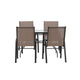 Brown |#| Commercial 5 Pc Outdoor Patio Dining Set with Glass Table and 4 Chairs - Brown