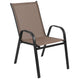 Brown |#| Commercial 5 Pc Outdoor Patio Dining Set with Glass Table and 4 Chairs - Brown