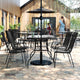 Black |#| Commercial 5 Pc Outdoor Patio Dining Set with Glass Table and 4 Chairs - Black