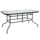 Red |#| 5 Piece Patio Dining Set - 55" Glass Patio Table, 4 Red Flex Stack Chairs