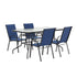 Brazos 5 Piece Outdoor Patio Dining Set - Tempered Glass Patio Table, 4 Flex Comfort Stack Chairs