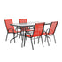 Brazos 5 Piece Outdoor Patio Dining Set - Tempered Glass Patio Table, 4 Flex Comfort Stack Chairs
