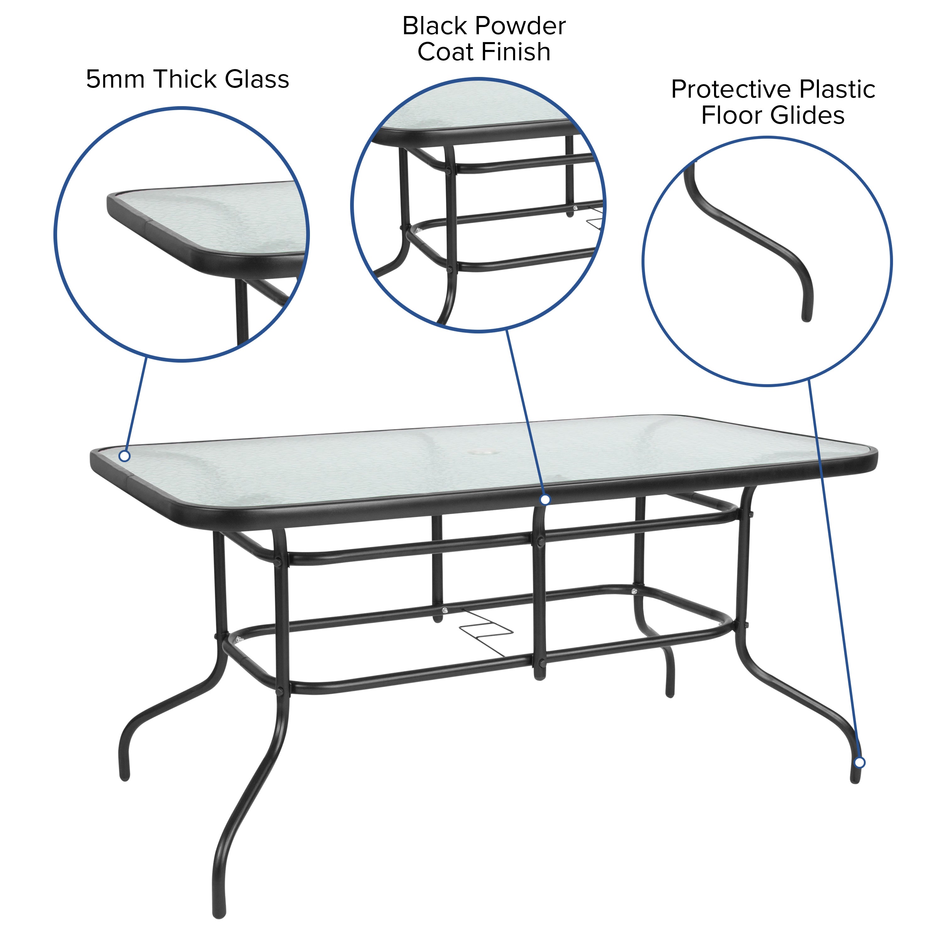 Glass patio set 6 chairs top