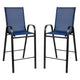 Navy |#| 3 Piece Outdoor Bar Height Set-Glass Patio Bar Table-Navy All-Weather Barstools