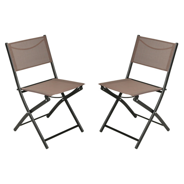 Brown |#| 2 Pack Commercial Outdoor Flex Comfort Folding Chair with Metal Frame in Brown