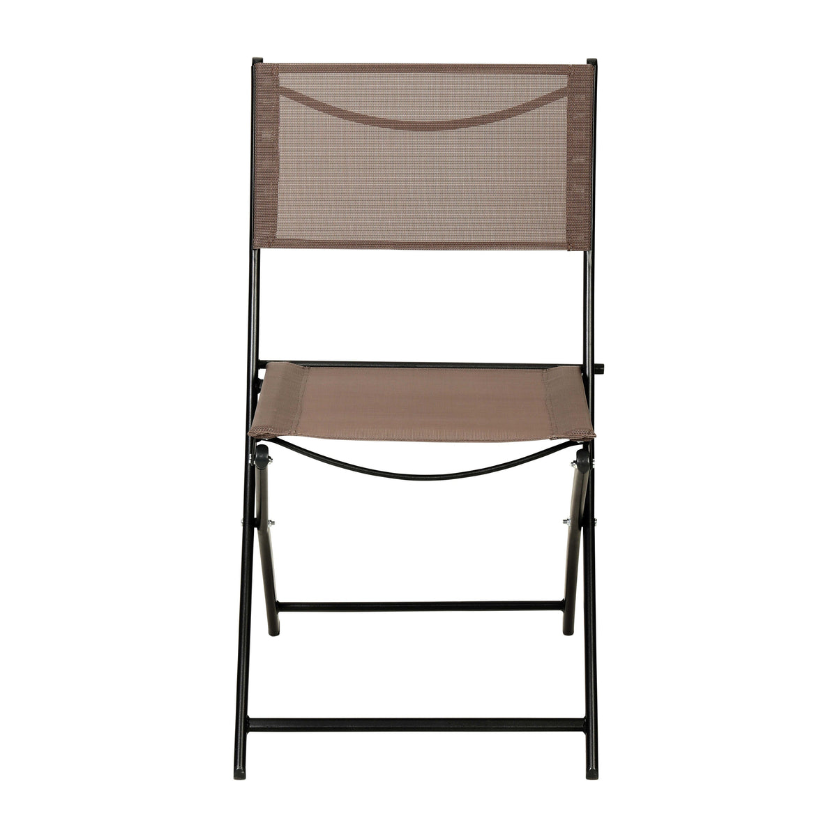 Brown |#| 2 Pack Commercial Outdoor Flex Comfort Folding Chair with Metal Frame in Brown