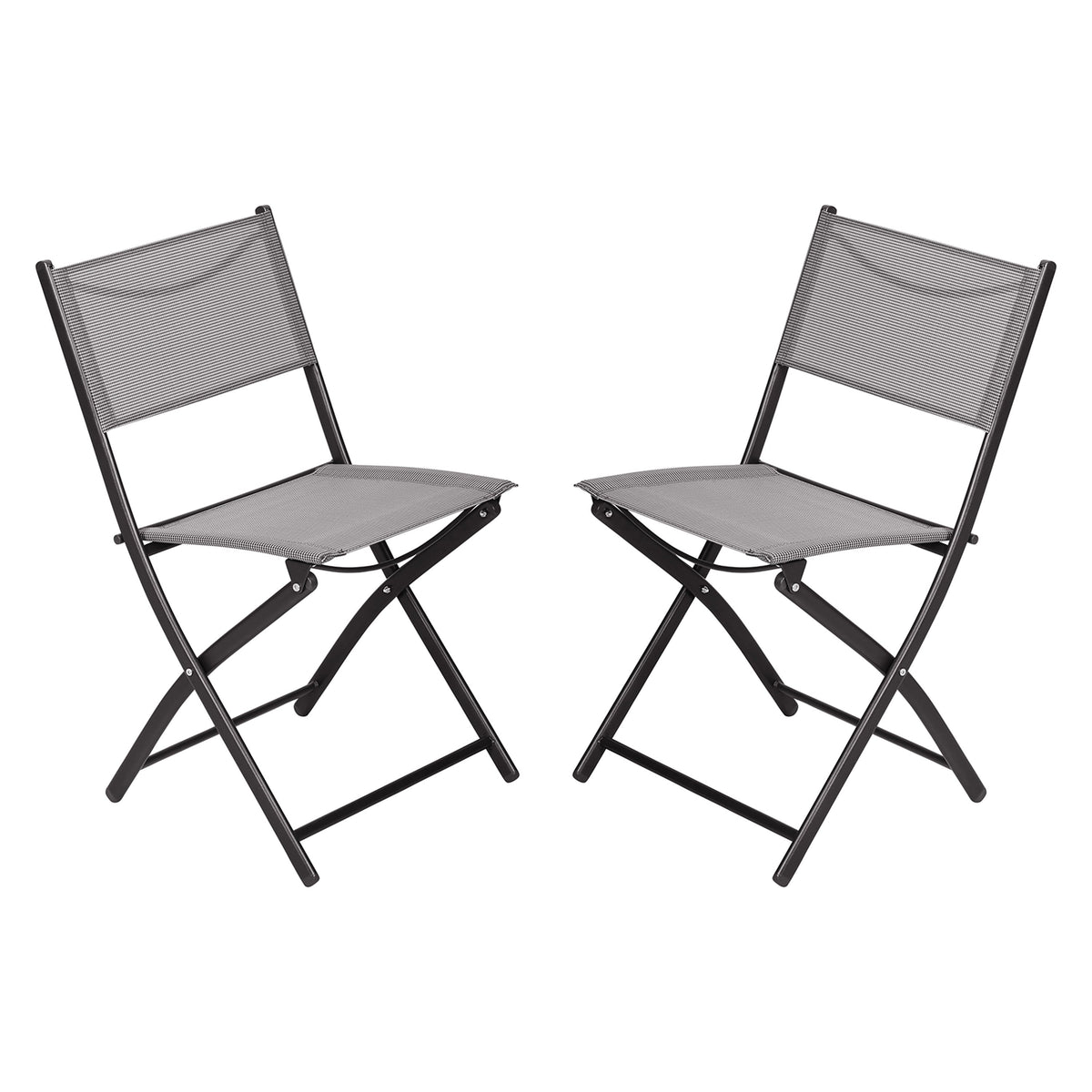 Gray |#| 2 Pack Commercial Outdoor Flex Comfort Folding Chair with Metal Frame in Gray