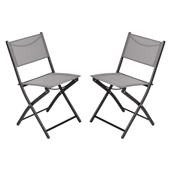 Gray |#| 2 Pack Commercial Outdoor Flex Comfort Folding Chair with Metal Frame in Gray