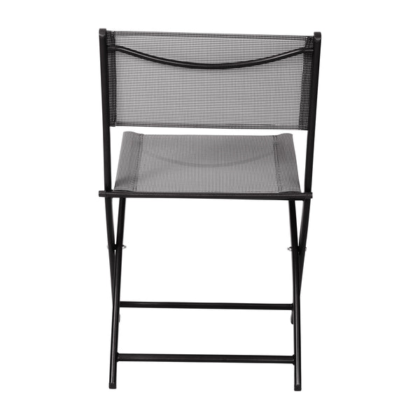Gray |#| 2 Pack Commercial Outdoor Flex Comfort Folding Chair with Metal Frame in Gray