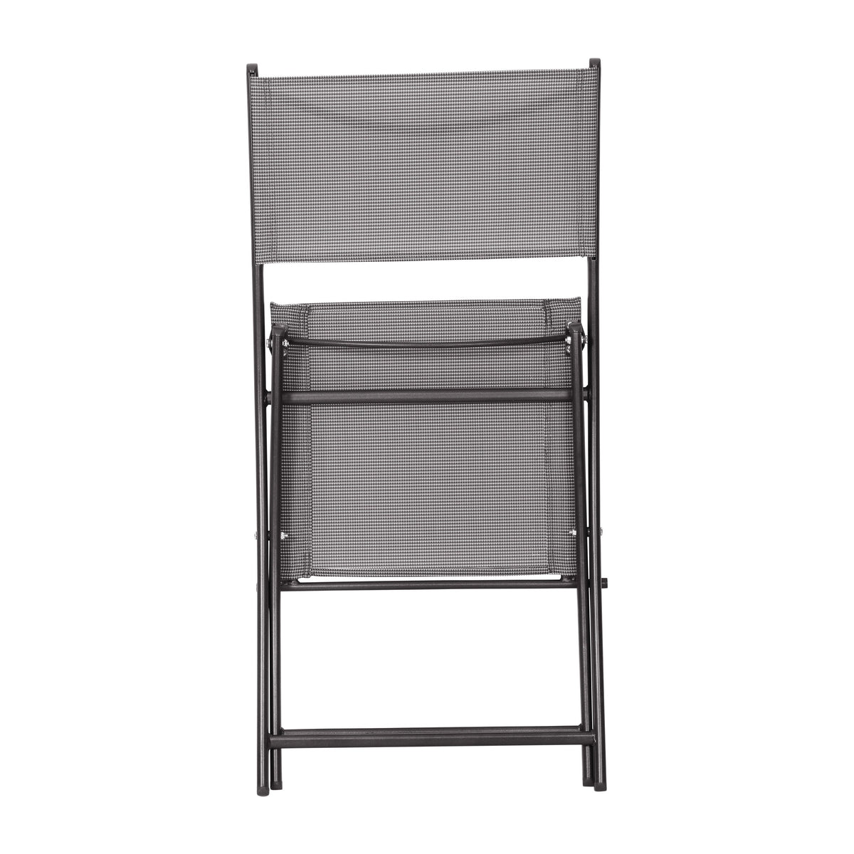 Gray |#| 2 Pack Commercial Outdoor Flex Comfort Folding Chair with Metal Frame in Gray
