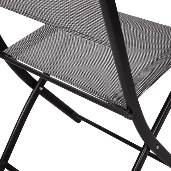 Gray |#| 2 Pack Commercial Outdoor Flex Comfort Folding Chair with Metal Frame in Gray