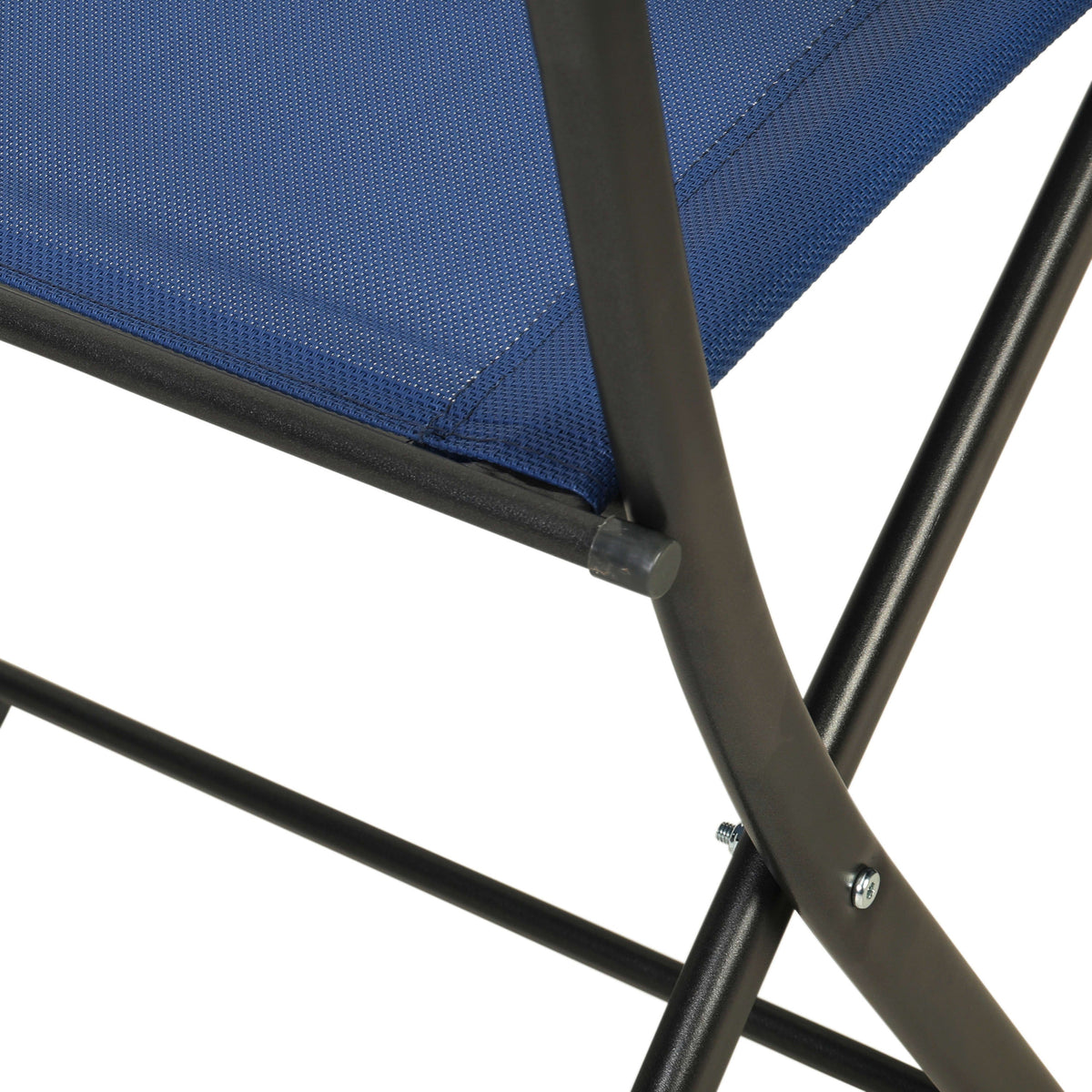 Navy |#| 2 Pack Commercial Outdoor Flex Comfort Folding Chair with Metal Frame in Navy