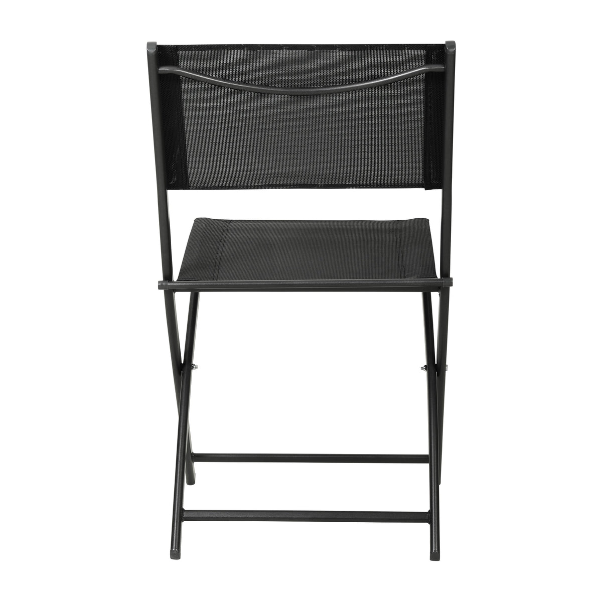 Black |#| 2 Pack Commercial Outdoor Flex Comfort Folding Chair with Metal Frame in Black
