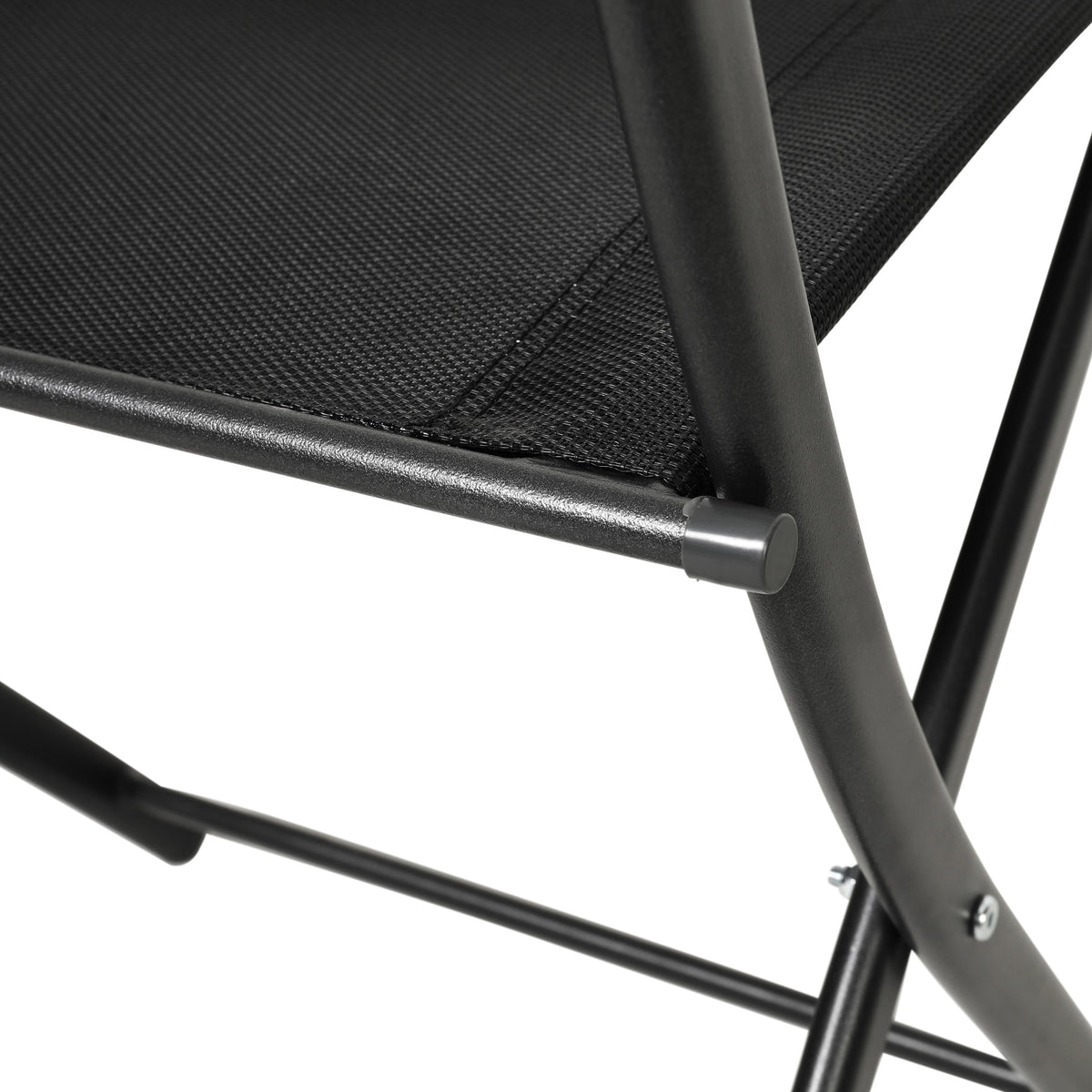 Black |#| 2 Pack Commercial Outdoor Flex Comfort Folding Chair with Metal Frame in Black
