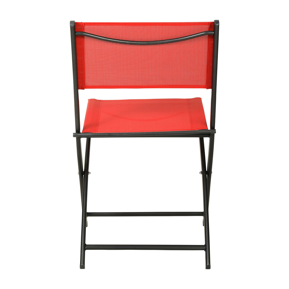 Red |#| 2 Pack Commercial Outdoor Flex Comfort Folding Chair with Metal Frame in Red