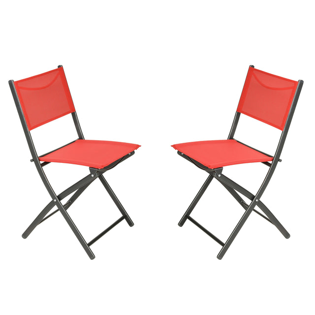 Brazos Set of 2 Commercial Grade Indoor/Outdoor Folding Chairs with Flex Comfort Material Backs and Seats and Metal Frames - View 1