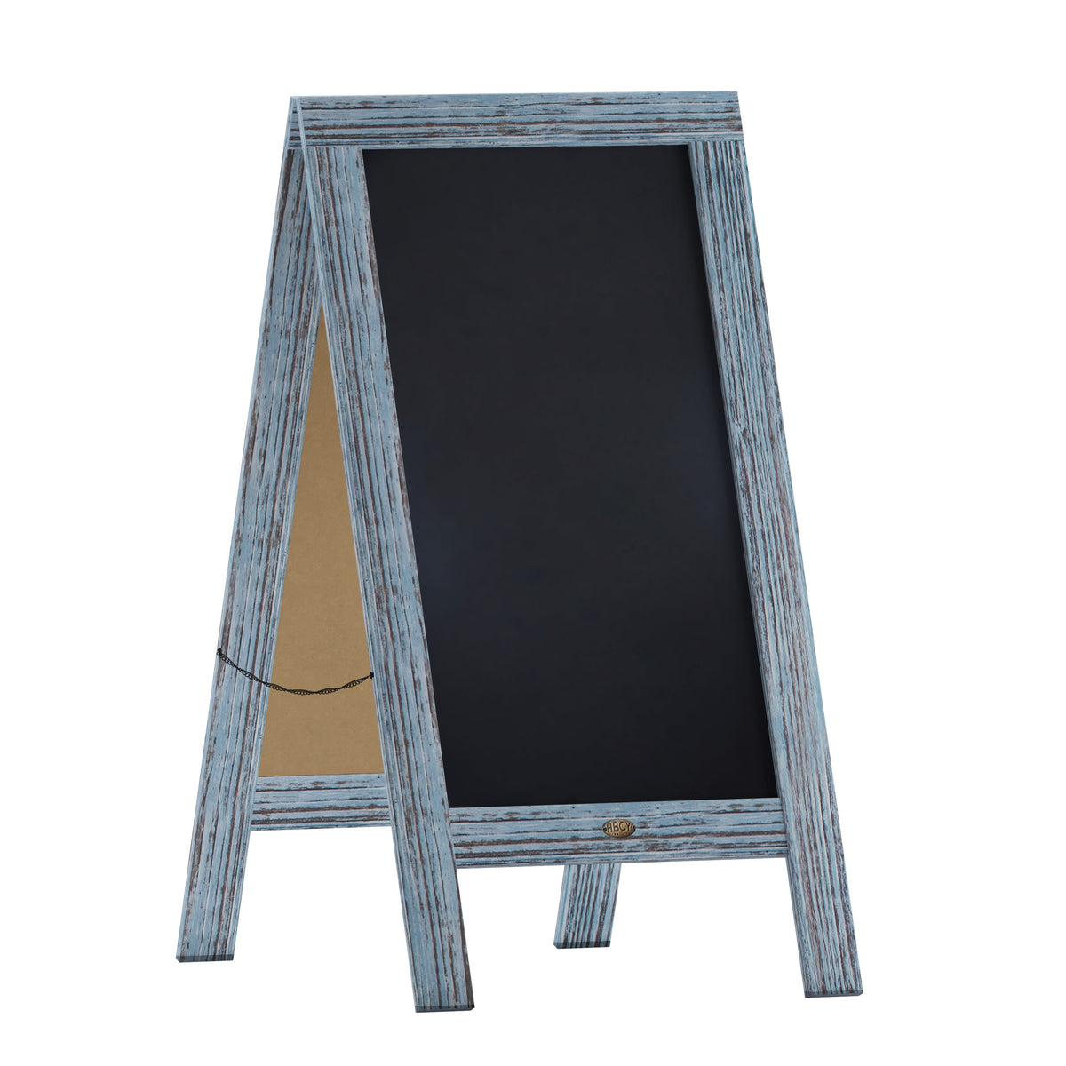 Rustic Blue,40inchH x 20inchW |#| Indoor/Outdoor 40x20 Freestanding Blue Wood A-Frame Magnetic Chalkboard