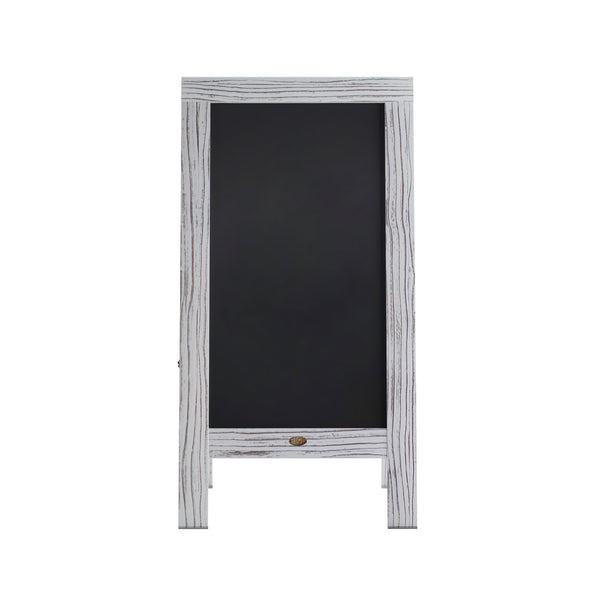 White Wash,40inchH x 20inchW |#| Indoor/Outdoor 40x20 Freestanding Whitewashed Wood A-Frame Magnetic Chalkboard