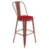 Carly Commercial Grade 30" High Metal Indoor-Outdoor Bar Height Stool with Back and Polystyrene Seat
