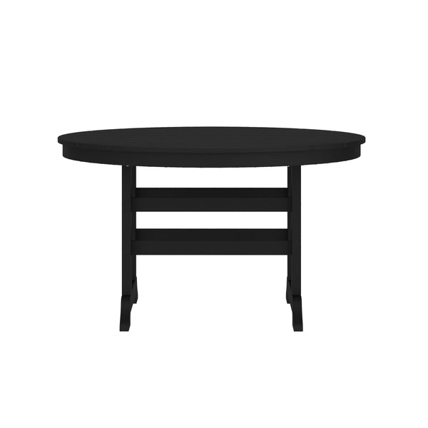 Black |#| Commercial Grade Indoor-Outdoor 48" Round Adirondack Style Table in Black