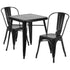 Commercial Grade 23.75" Square Metal Indoor-Outdoor Table Set with 2 Stack Chairs