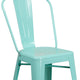 Mint Green |#| 24inch High Mint Green Metal Indoor-Outdoor Counter Height Stool with Back