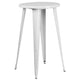 White |#| 24inch Round White Metal Indoor-Outdoor Bar Table Set with 4 Backless Stools