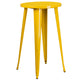 Yellow |#| 24inch Round Yellow Metal Indoor-Outdoor Bar Table Set with 4 Backless Stools