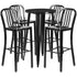 Commercial Grade 24" Round Metal Indoor-Outdoor Bar Table Set with 4 Vertical Slat Back Stools