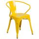 Yellow |#| 24inch Round Yellow Metal Indoor-Outdoor Table Set with 2 Arm Chairs - Patio Set