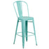 Commercial Grade 30" High Metal Indoor-Outdoor Barstool with Back