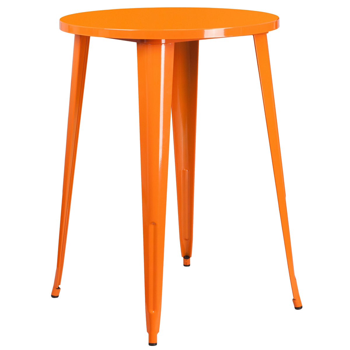 Orange |#| 30inch Round Orange Metal Indoor-Outdoor Bar Table Set with 2 Cafe Stools