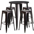 Commercial Grade 30" Round Metal Indoor-Outdoor Bar Table Set with 4 Square Seat Backless Stools