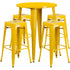 Commercial Grade 30" Round Metal Indoor-Outdoor Bar Table Set with 4 Square Seat Backless Stools