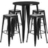 Commercial Grade 30" Round Metal Indoor-Outdoor Bar Table Set with 4 Square Seat Backless Stools