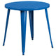 Blue |#| 30inch Round Blue Metal Indoor-Outdoor Table Set with 2 Vertical Slat Back Chairs