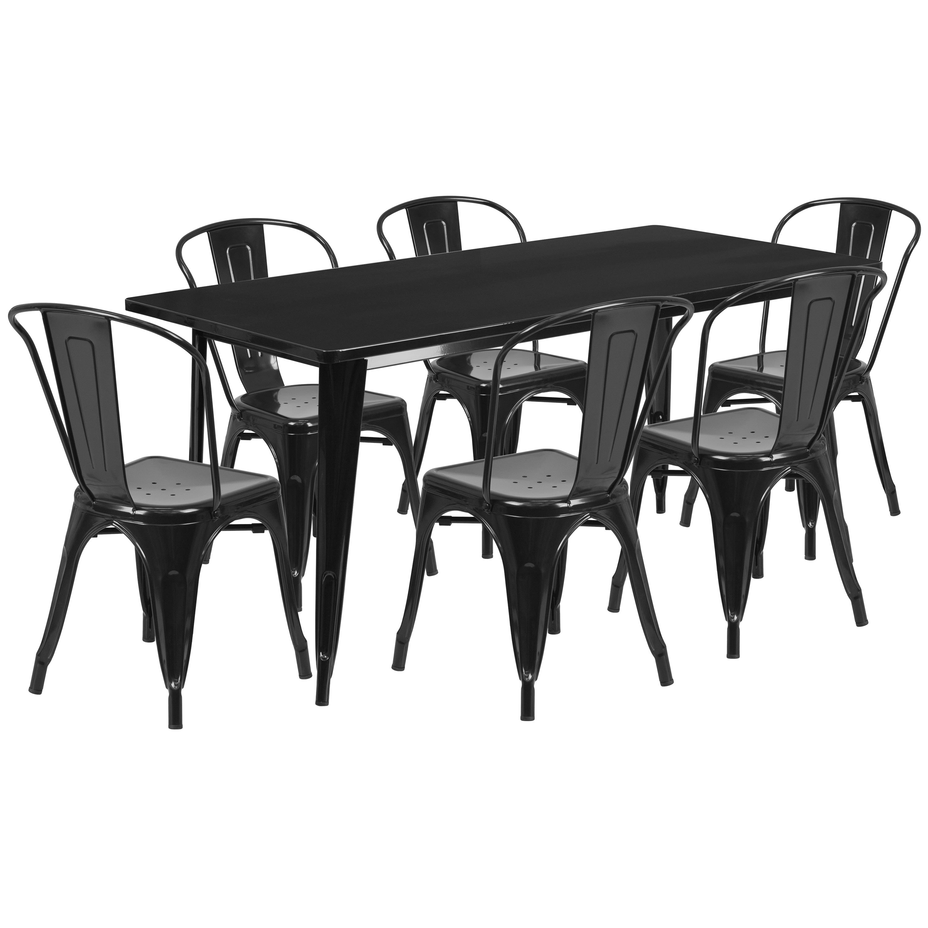 Metal table and cheap chairs indoor