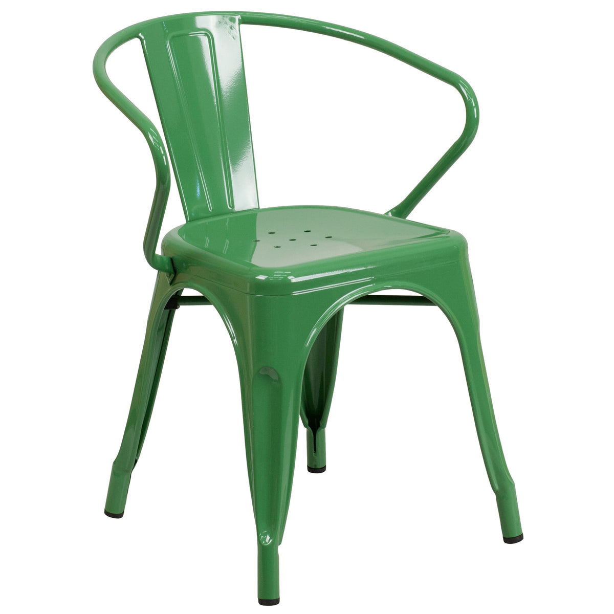 Green |#| Green Metal Indoor-Outdoor Chair with Arms - Restaurant Furniture