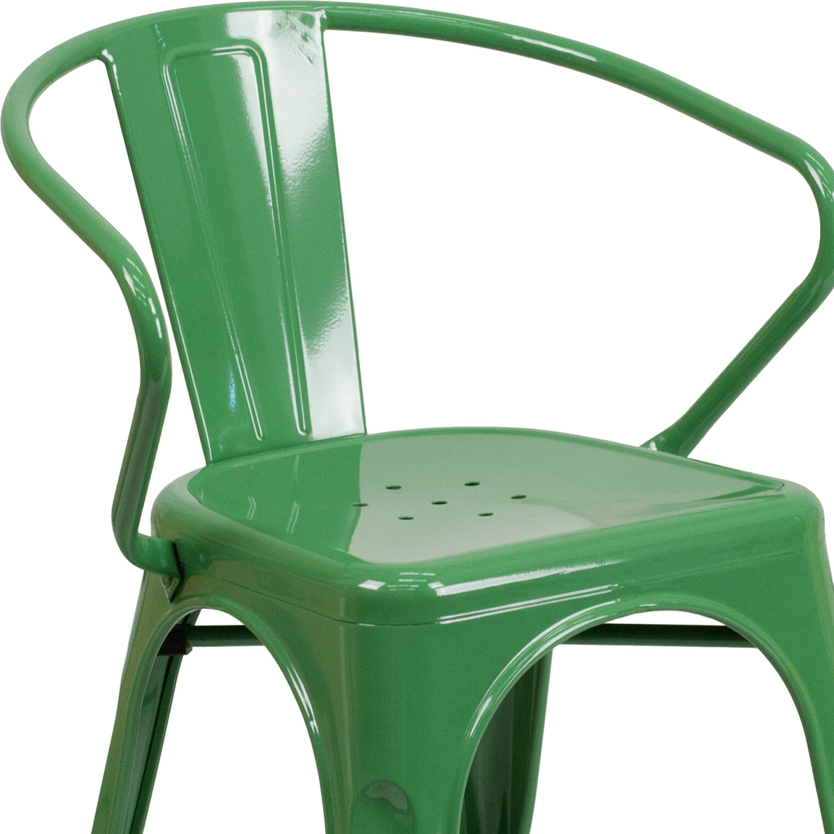 Green |#| Green Metal Indoor-Outdoor Chair with Arms - Restaurant Furniture