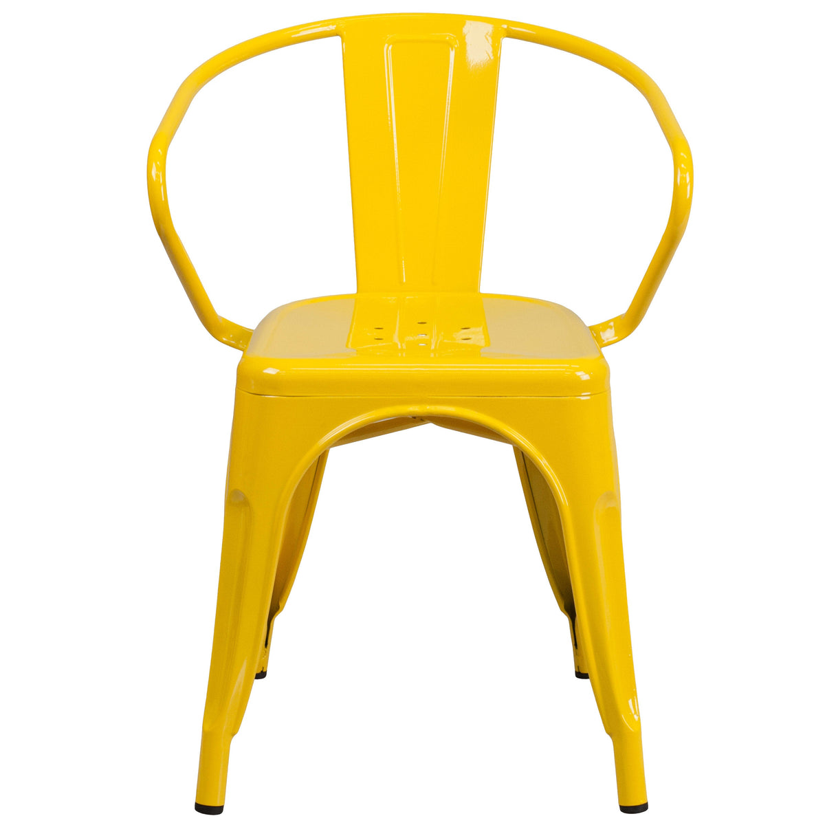 Yellow |#| Yellow Metal Indoor-Outdoor Chair with Arms - Restaurant Furniture