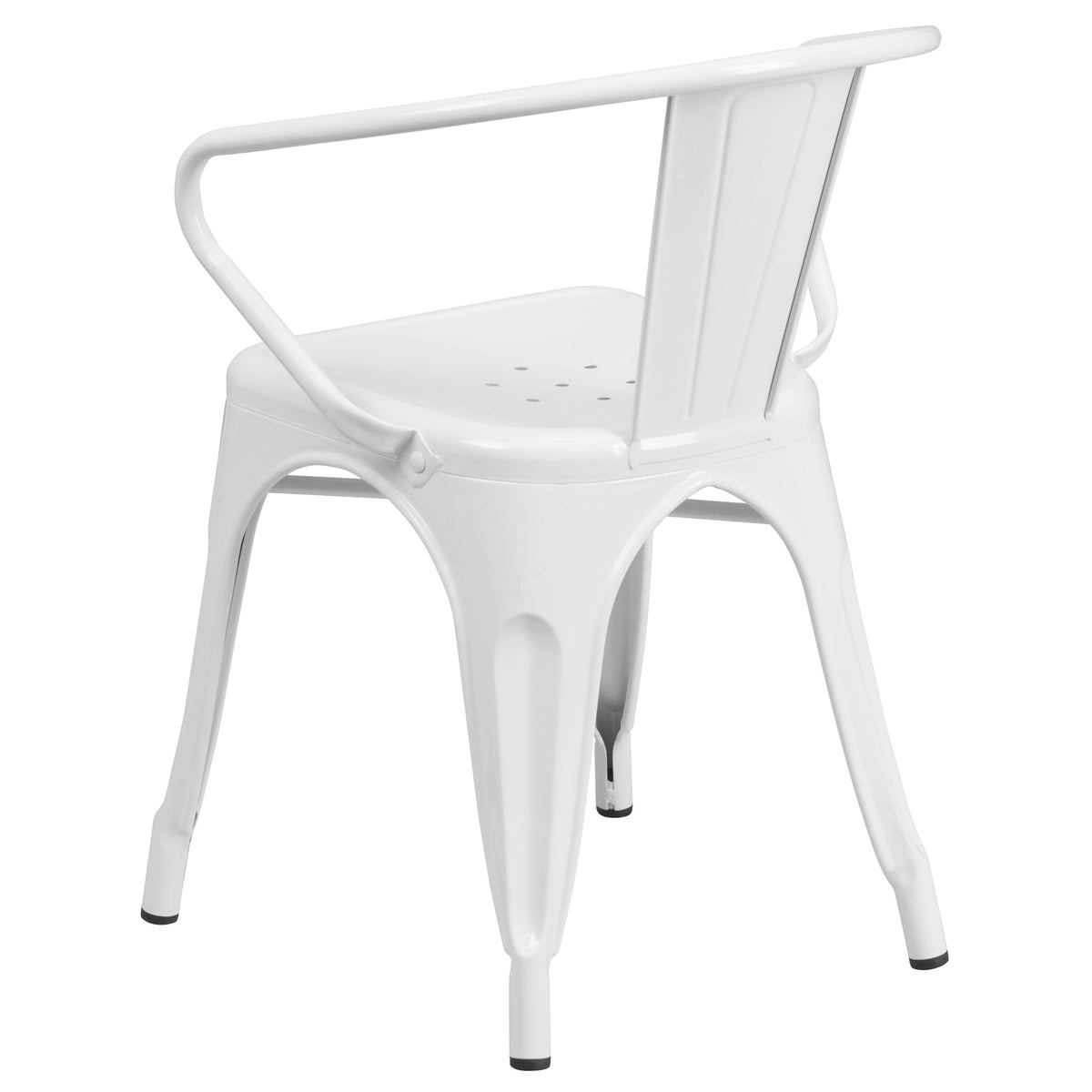 White |#| White Metal Indoor-Outdoor Chair with Arms - Restaurant Furniture