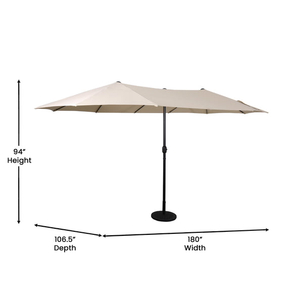 Flash Furniture 15 ft. Elizabeth Commercial Grade Triple Head Patio Umbrella with Crank & Easy Lift Functionality Gray Flash Furniture 15 ft. Elizabeth Commercial Grade Triple Head Patio Umbrella with Crank & Easy Lift Functionality Gray