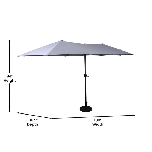 amazon patio umbrella with base Flash Furniture 15 ft. Elizabeth Commercial Grade Triple Head Patio Umbrella with Crank & Easy Lift Functionality Tan