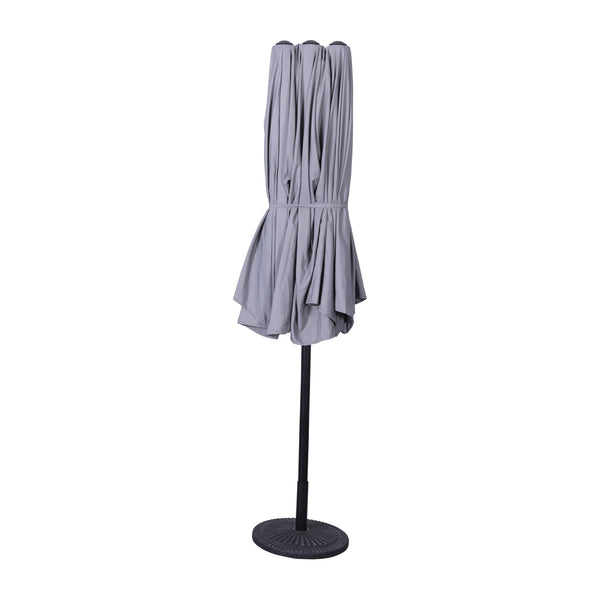 15 ft triple vent patio umbrella Flash Furniture 15 ft. Elizabeth Commercial Grade Triple Head Patio Umbrella with Crank & Easy Lift Functionality Gray