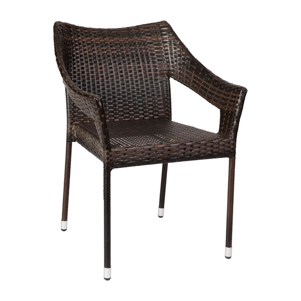 Espresso |#| All Weather Commercial Grade PE Rattan Stacking Patio Chairs in Espresso