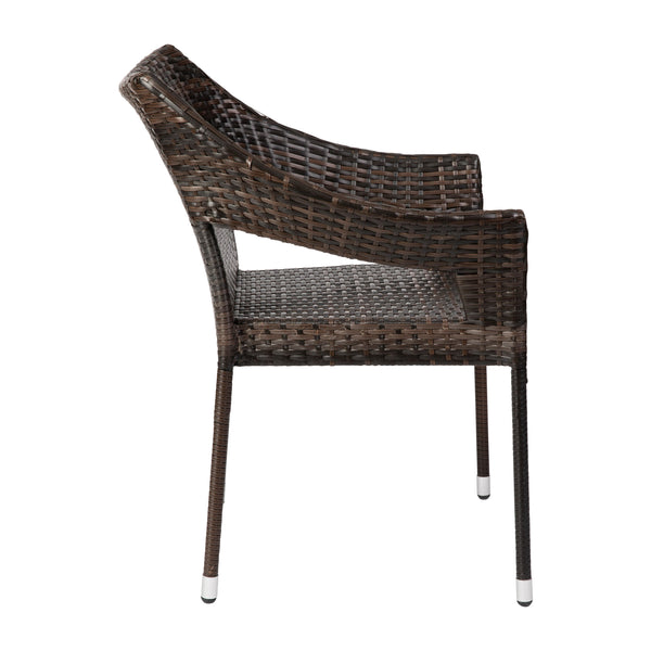 Espresso |#| All Weather Commercial Grade PE Rattan Stacking Patio Chairs in Espresso
