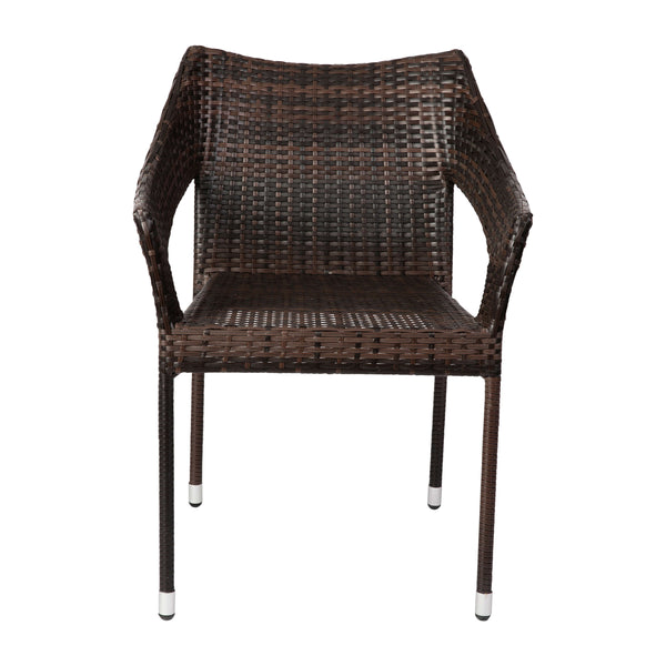 Espresso |#| All Weather Commercial Grade PE Rattan Stacking Patio Chairs in Espresso