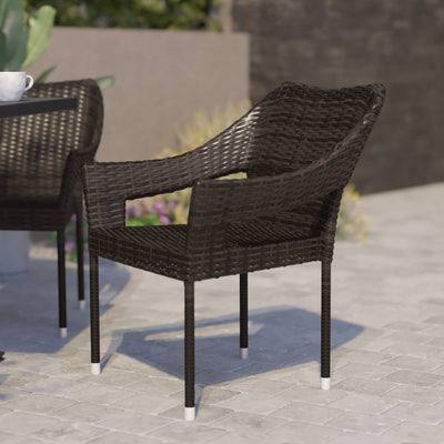 Ethan Commercial Grade Stacking Patio Chair, All Weather PE Rattan Wicker Patio Dining Chair - View 2