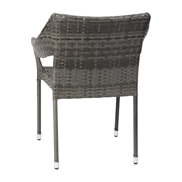Gray |#| All Weather Commercial Grade PE Rattan Stacking Patio Chairs in Gray